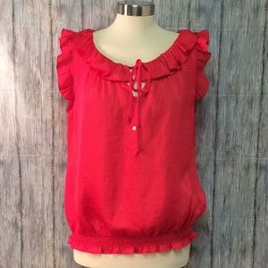 Violet & Claire red ruffle sleeveless top